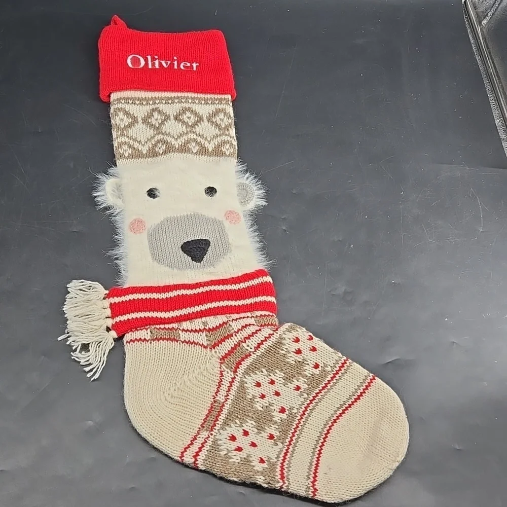 NEW OLIVIER Pottery Barn Christmas Holiday Stocking Wool Blend